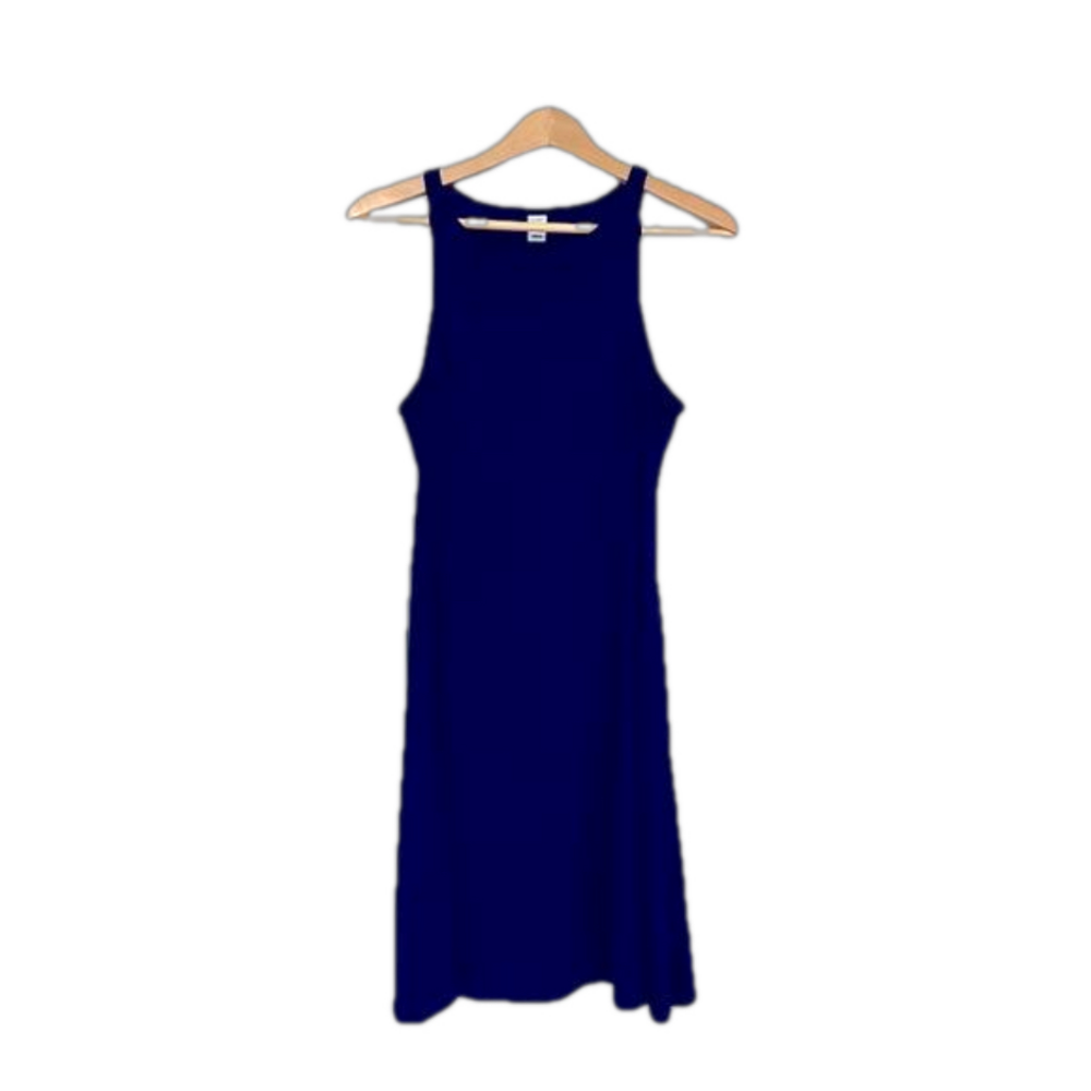 2/$15 Old Navy fit & flare navy blue sleeveless summer dress rayon blend